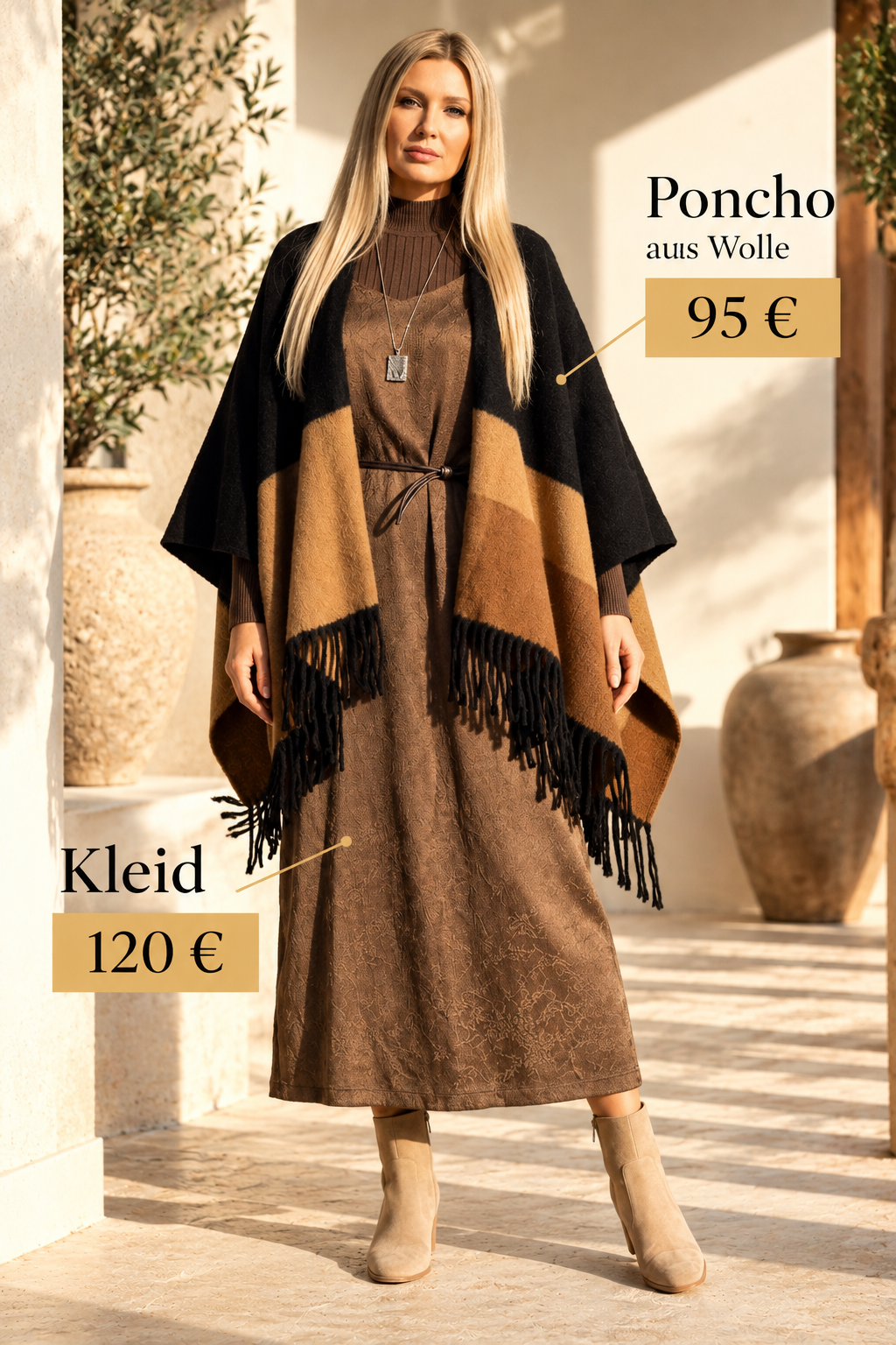 Maxikleid mit Poncho - Stilvoller Herbstlook