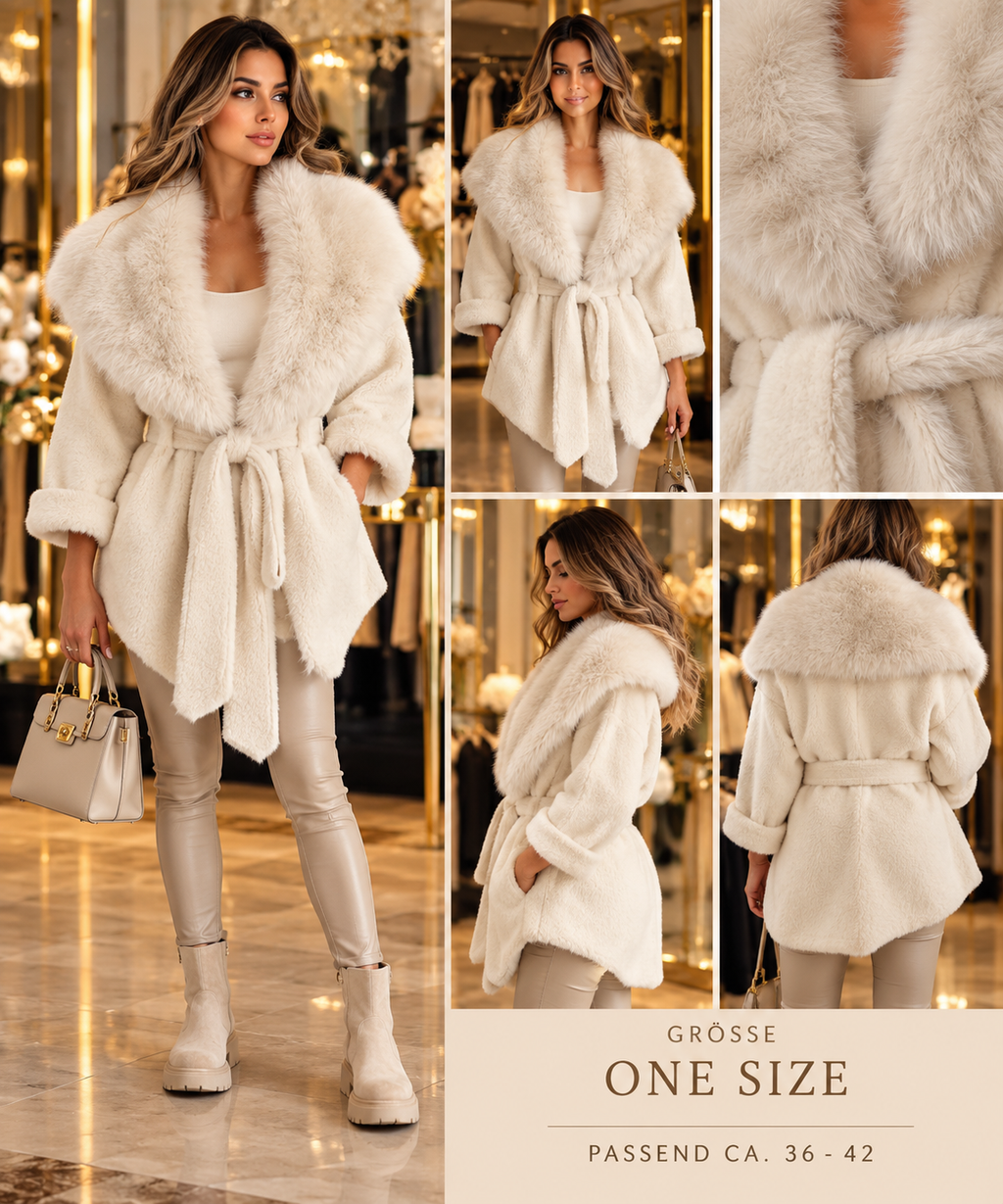 Elegante Teddyfell-Jacke mit XL-Kragen