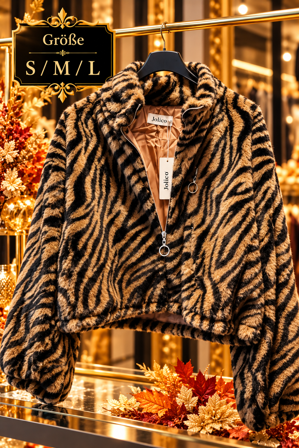 Kuscheljacke im Animal-Look-Braun/schwarz