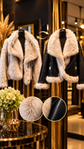 2-in-1 Wendejacke mit weichen Kunst-Fell - Schwarz & Creme