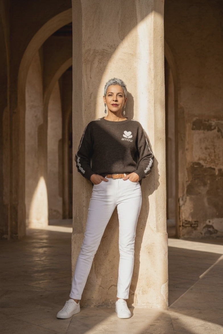 Kuscheliger Pullover „Amour“ – Dunkelbraun