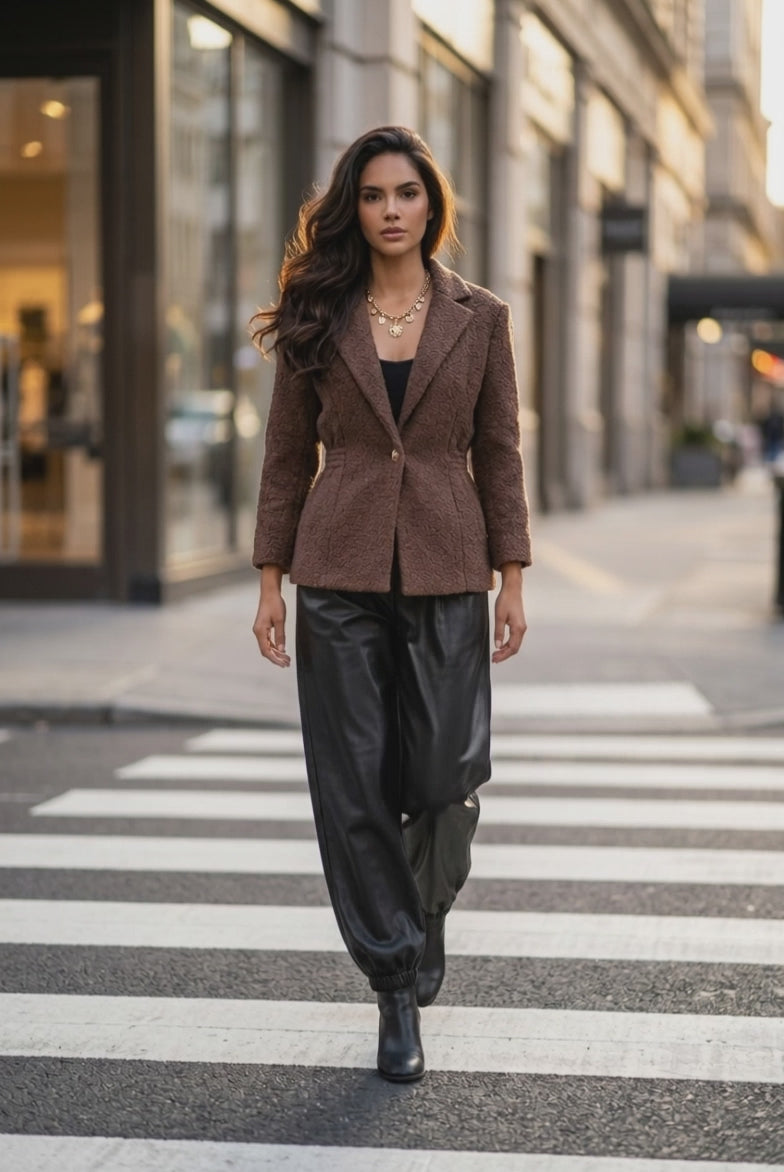Bouclé-Jacke – Schokobraun